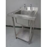 A stainless steel commercial sink unit, width 59.