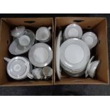 Two boxes containing a large quantity of Noritake Damask tea and dinner china