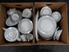 Two boxes containing a large quantity of Noritake Damask tea and dinner china