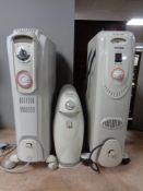 Three oil filled radiators