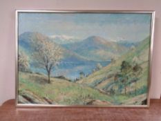 A 20th century continental school oil painting, landscape scene,