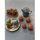 David Belilios : A collection of studio pottery ceramics : un-glazed pots with covers,