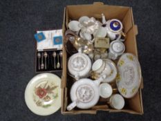 A box containing antique and later ceramics,