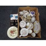 A box containing antique and later ceramics,