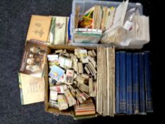 Two boxes containing a large quantity of cigarette cards and cigarette card albums, tea cards,