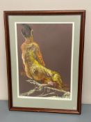 David Belilios : Nude, coloured chalk, signed, 44 cm x 30 cm.