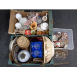 Three boxes containing miscellaneous ceramics to include Maling, Harlequin,