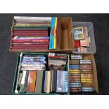 Three boxes containing annuals to include Dandy, Topper, The Broons, DVDs and DVD box sets,