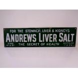 An enamelled advertising sign - Andrews Liver Salts, width 38 cm.
