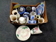 A box of ceramics, Ringtons, Maling, Oriental vase,