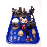 A tray of six miniature Swarovski animal ornaments,