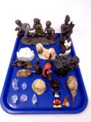 A tray of six miniature Swarovski animal ornaments,