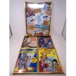 A montage of 20th century circus ticket stubs and ephemera in frame together with four Bertram