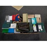 Two boxes of lady's and gent's shoes and trainers, Hush puppies,