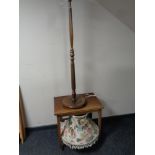 A mid 20th century teak turnover top trolley and a beech wood standard lamp with shade