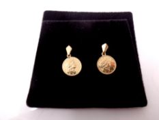 A 9ct gold pair of coin type earrings
