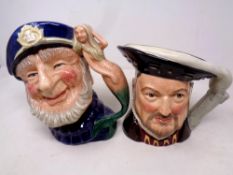 Two large Royal Doulton character jugs - Henry VIII and Auld Salt