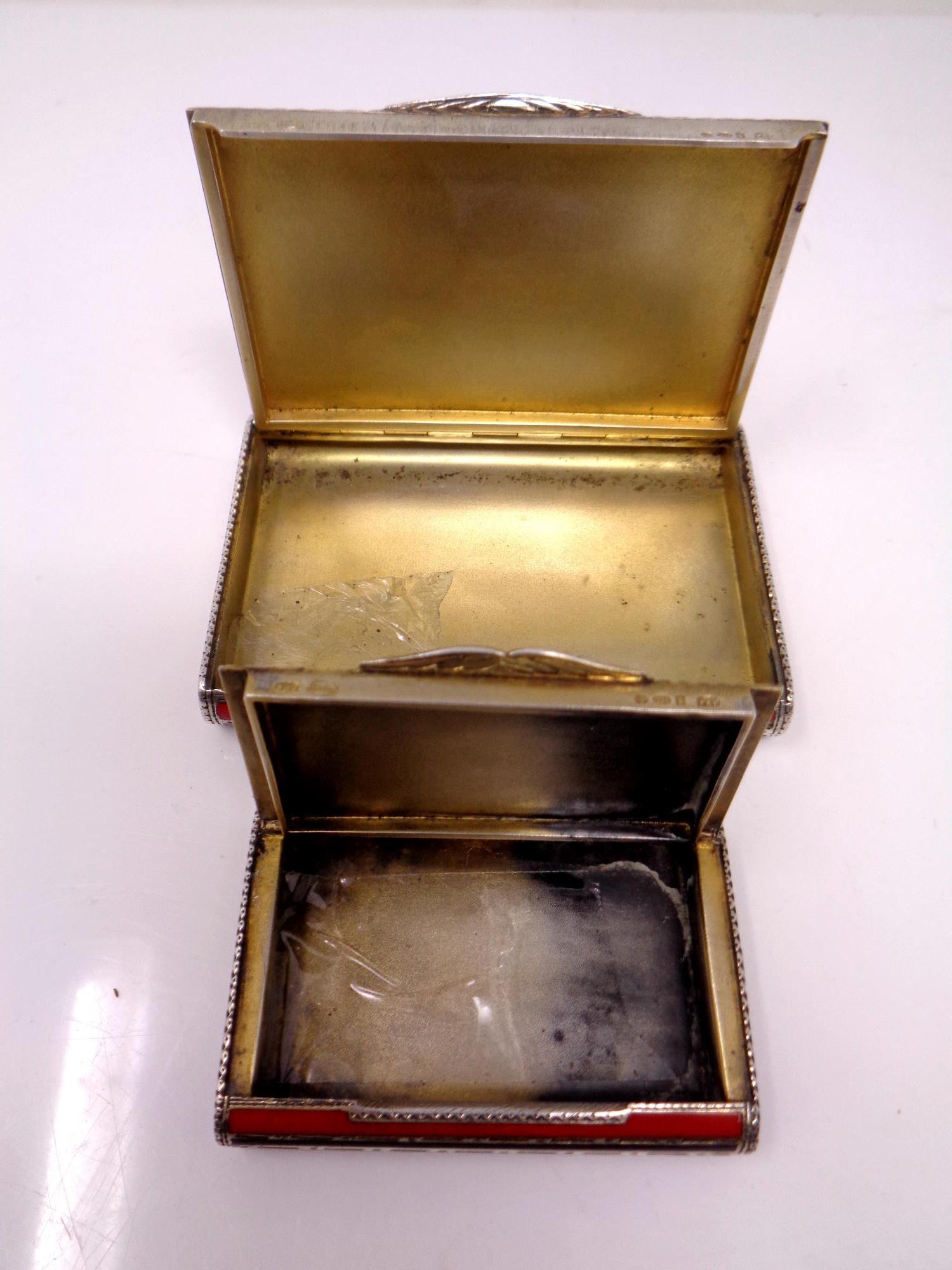 An American Art Deco enamelled silver tobacco box / card box, - Image 2 of 2