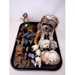 A tray of animal ornaments, Wade tortoises, West Highland terriers,