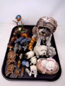 A tray of animal ornaments, Wade tortoises, West Highland terriers,