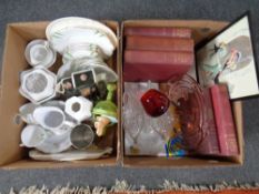Two boxes of assorted ceramics and glass,