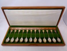 A boxed set of twelve Royal Horticultural Society Silver Flower Spoons by John Pinches of Sheffield.