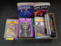 A box of 20th and 21st century magazines relating to circuses including King Pole Planet circus