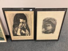 Two continental monochrome prints depicting figures,