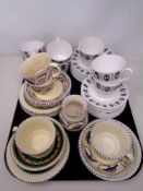 A tray of twenty five pieces of Gainsborough tea china, quantity of pottery tea cups and saucers,