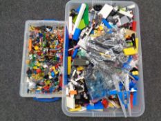 Two boxes of Lego and Lego mini figures