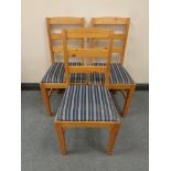 Three pine ladder back chairs