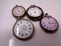 Four continental silver fob watches