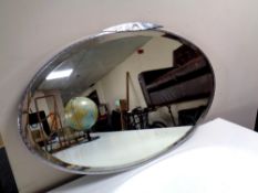 An Art Deco chrome framed bevelled mirror