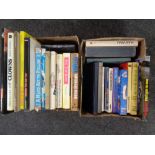 Two boxes of hardbacked and soft backed volumes relating to clowns and circuses
