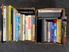Two boxes of hardbacked and soft backed volumes relating to clowns and circuses