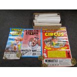 A box of late 20th and 21st century circus posters