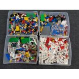 A plastic four drawer storage chest containing a large quantity of Lego