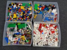 A plastic four drawer storage chest containing a large quantity of Lego