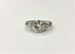 A solitaire diamond ring, the brilliant-cut stone weighing approximately 2.