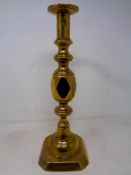 A Victorian brass candlestick, height 35.5 cm.