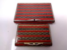 An American Art Deco enamelled silver tobacco box / card box,