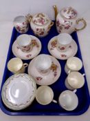 A tray of two continental part antique tea sets