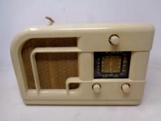 A white Bakelite vintage Ferranti radio circa 1946