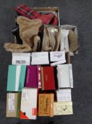 Two boxes of lady's and gent's shoes and Wellingtons including Padders, boxed and unboxed.