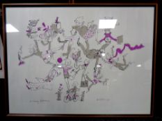 A Quentin Blake polychromatic print - A Winning Performance, 72 cm x 54 cm, framed.