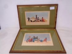 A pair of L Brinkman signed limited edition prints depicting figures with a dog,