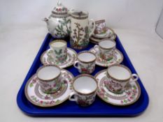 A tray of part Spode floral pattern tea china, Coalport teapot,
