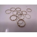 Fifteen silver rings