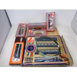 A tray of Lima engines and rolling stock to include Intercity golden series locomotives with