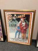 An advertising print depicting a continental circus,